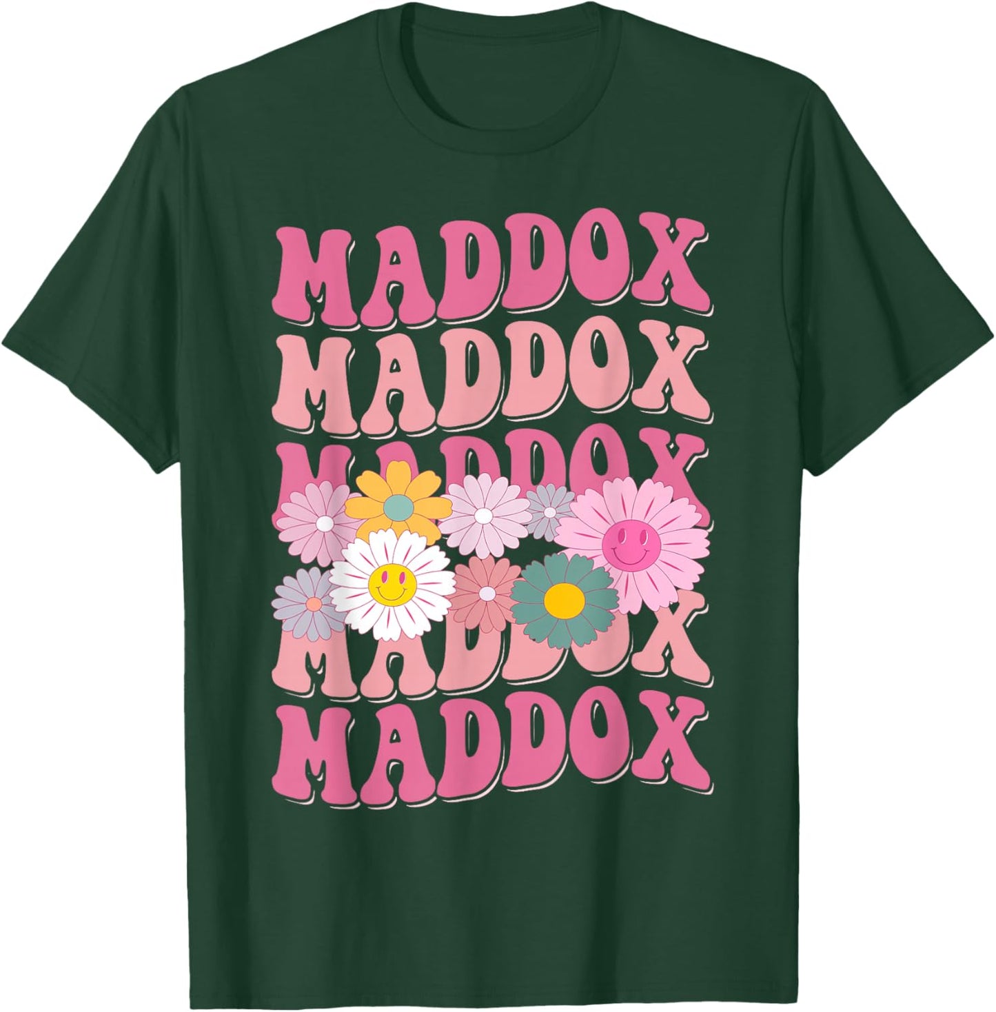 Girl Retro Maddox First Name Personalized Groovy 80's T-Shirt - T-Shirt | Forest