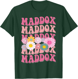 Girl Retro Maddox First Name Personalized Groovy 80's T-Shirt - T-Shirt | Forest