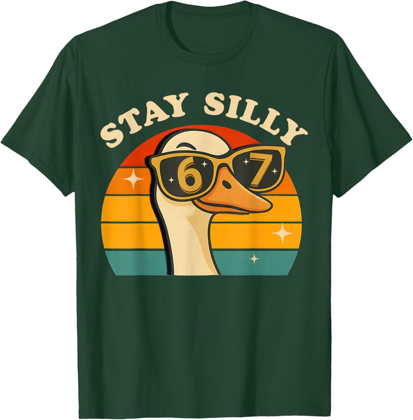 Funny Silly Goose 67 Boys Kids 6 7 Meme Six Seven Retro 70s T-Shirt - T-Shirt | Forest