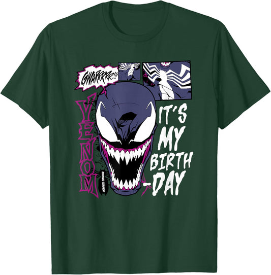 Marvel Comics Venom It's My Birthday Mask Portrait T-Shirt - T-Shirt | Forest