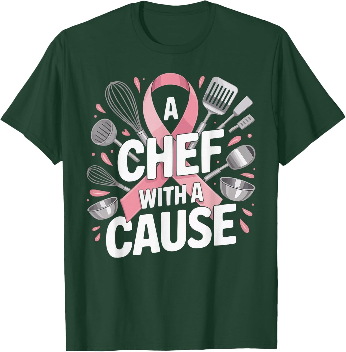 Breast Cancer Awareness Chef Cooking Pink Ribbon T-Shirt - T-Shirt | Forest