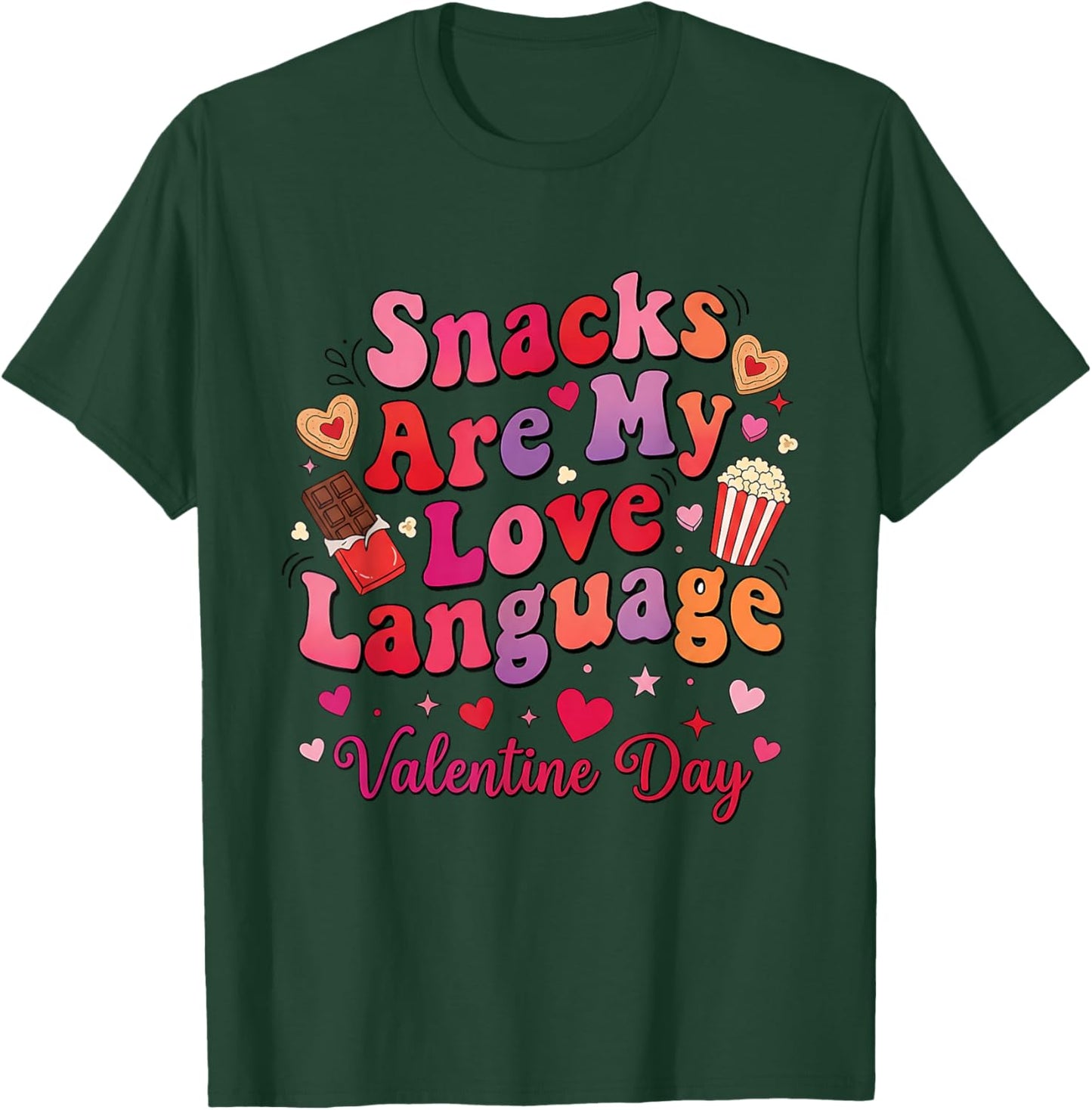 Snacks are My Love Language Funny Food Lover Kids Boys Girls T-Shirt - T-Shirt | Forest