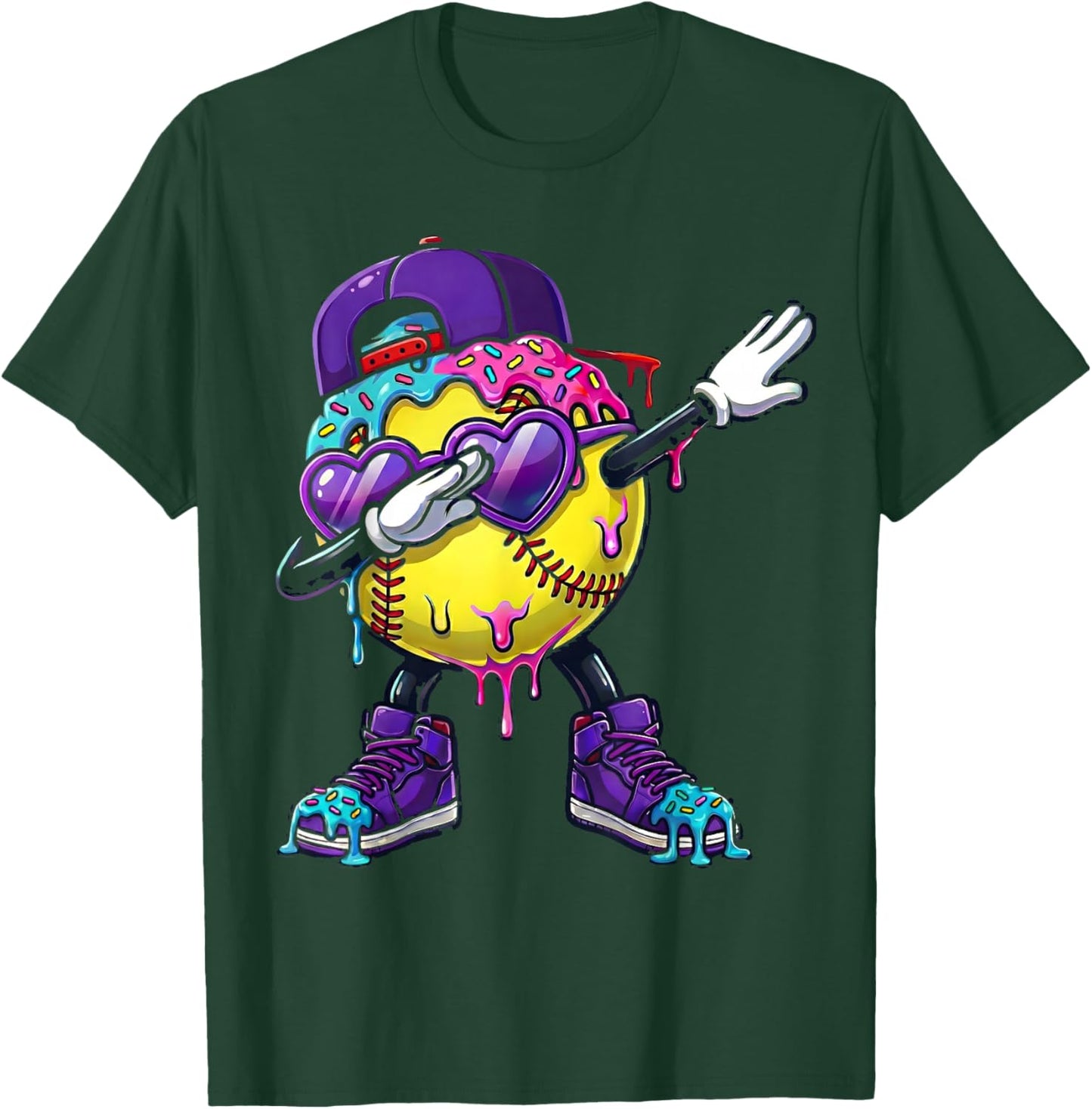 Softball Ice Cream Drip Dabbing Sports Sprinkles for Boys T-Shirt - T-Shirt | Forest