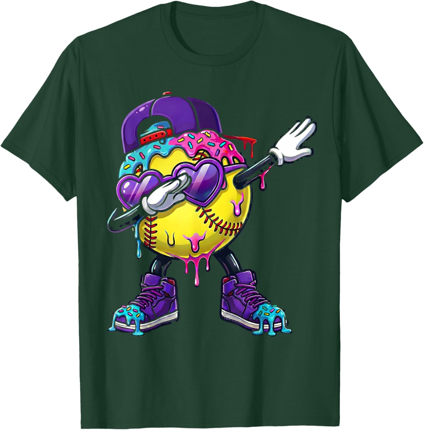 Softball Ice Cream Drip Dabbing Sports Sprinkles for Boys T-Shirt - T-Shirt | Forest