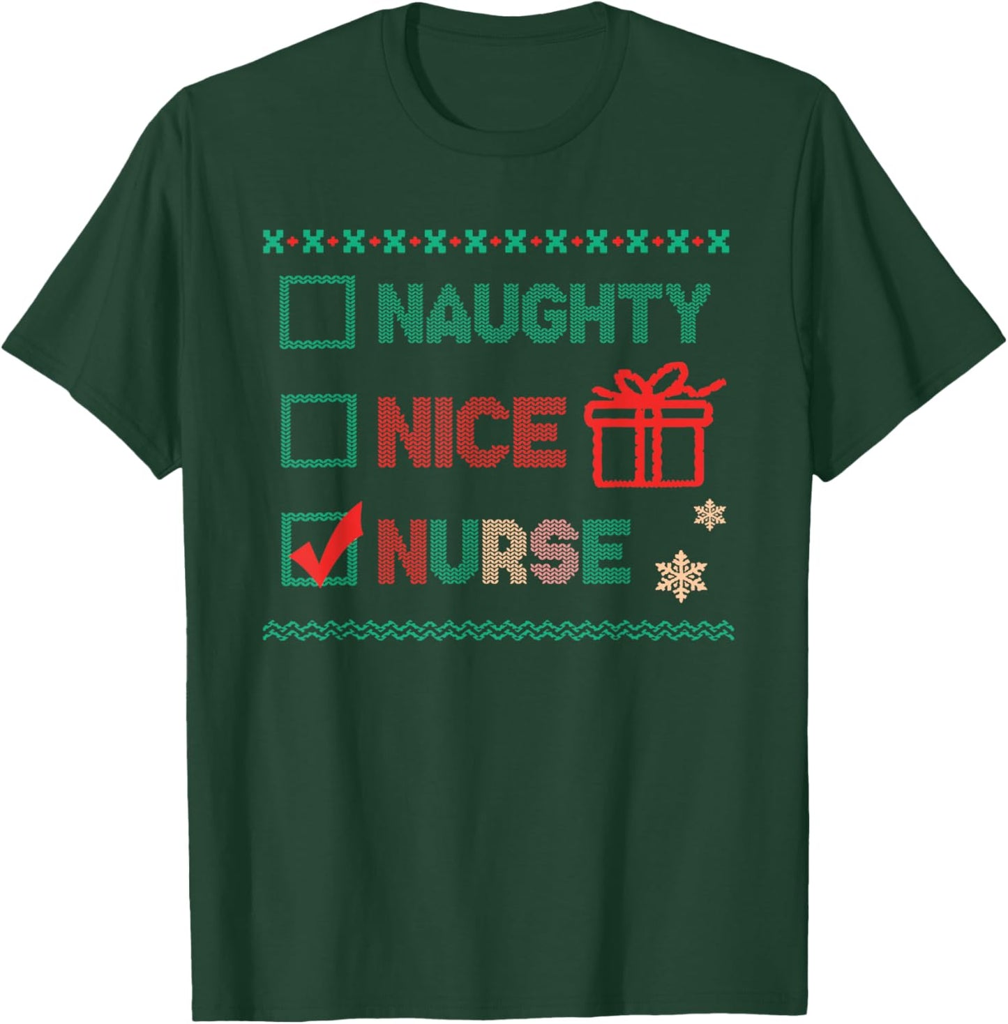 Naughty Nice Nurse Christmas T-Shirt - T-Shirt | Forest