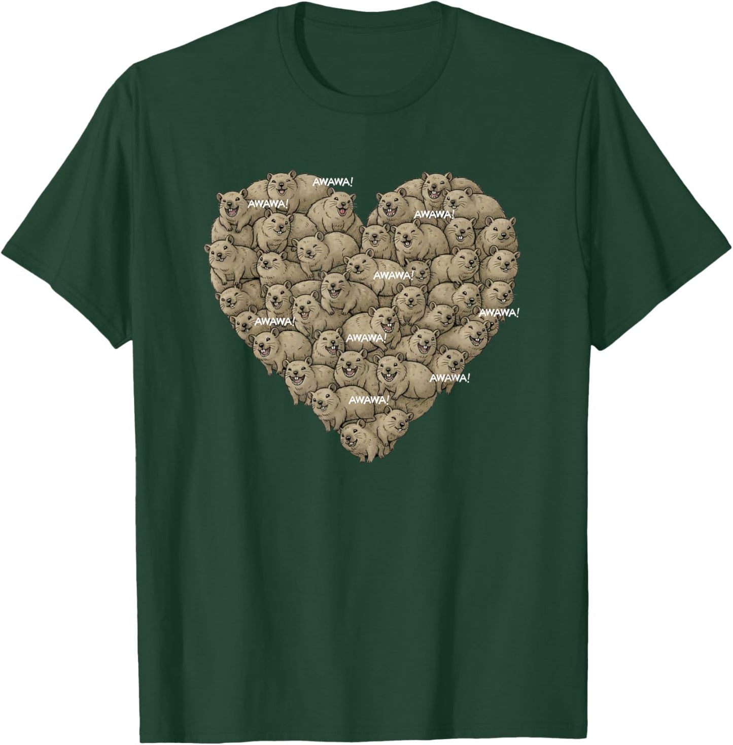 Rock Hyrax Awawa Heart Cluster Valentines Day Funny Cute T-Shirt - T-Shirt | Forest