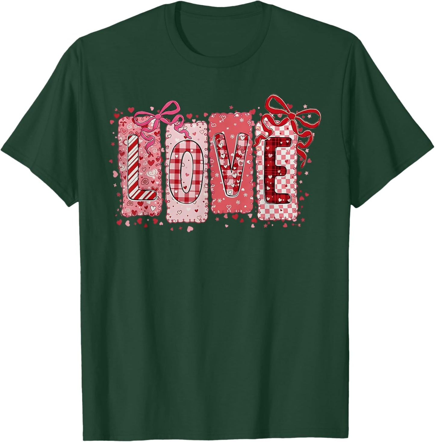 Preppy Valentine Pink Coquette Bow Love Women Girls Kids T-Shirt - T-Shirt | Forest
