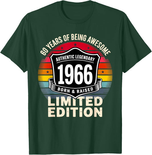 Vintage 1966 60th Birthday Gift Men Women 60 Years Old T-Shirt - T-Shirt | Forest