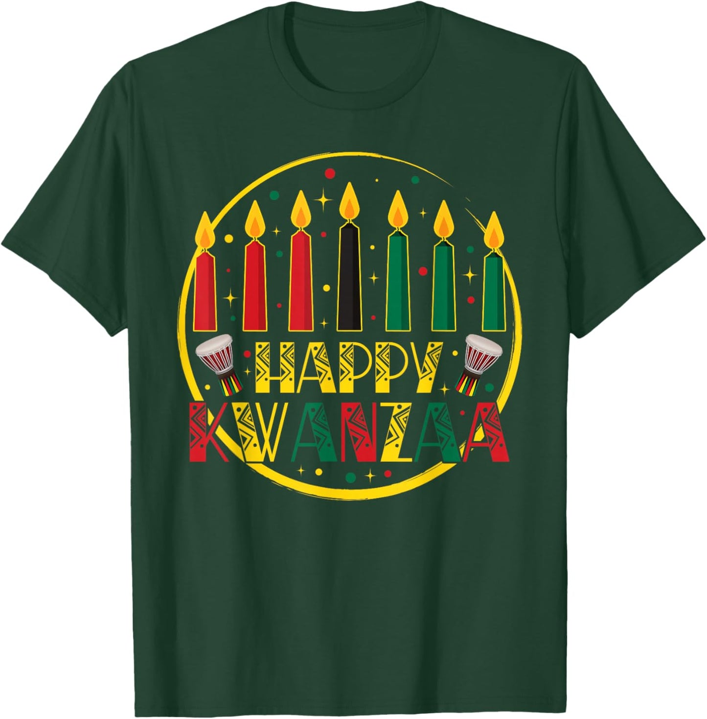 Happy Kwanzaa Kinara 7 Principles Candles African Holiday T-Shirt - T-Shirt | Forest