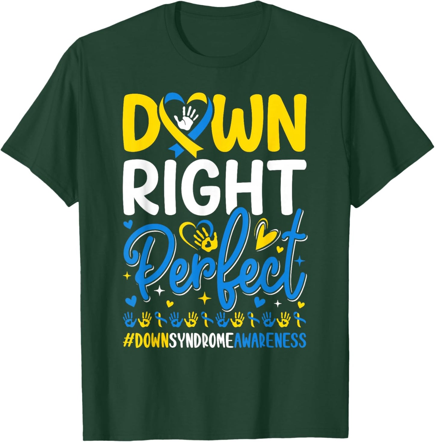 World Down Syndrome Down Right Perfect Blue Yellow Ribbon T-Shirt - T-Shirt | Forest