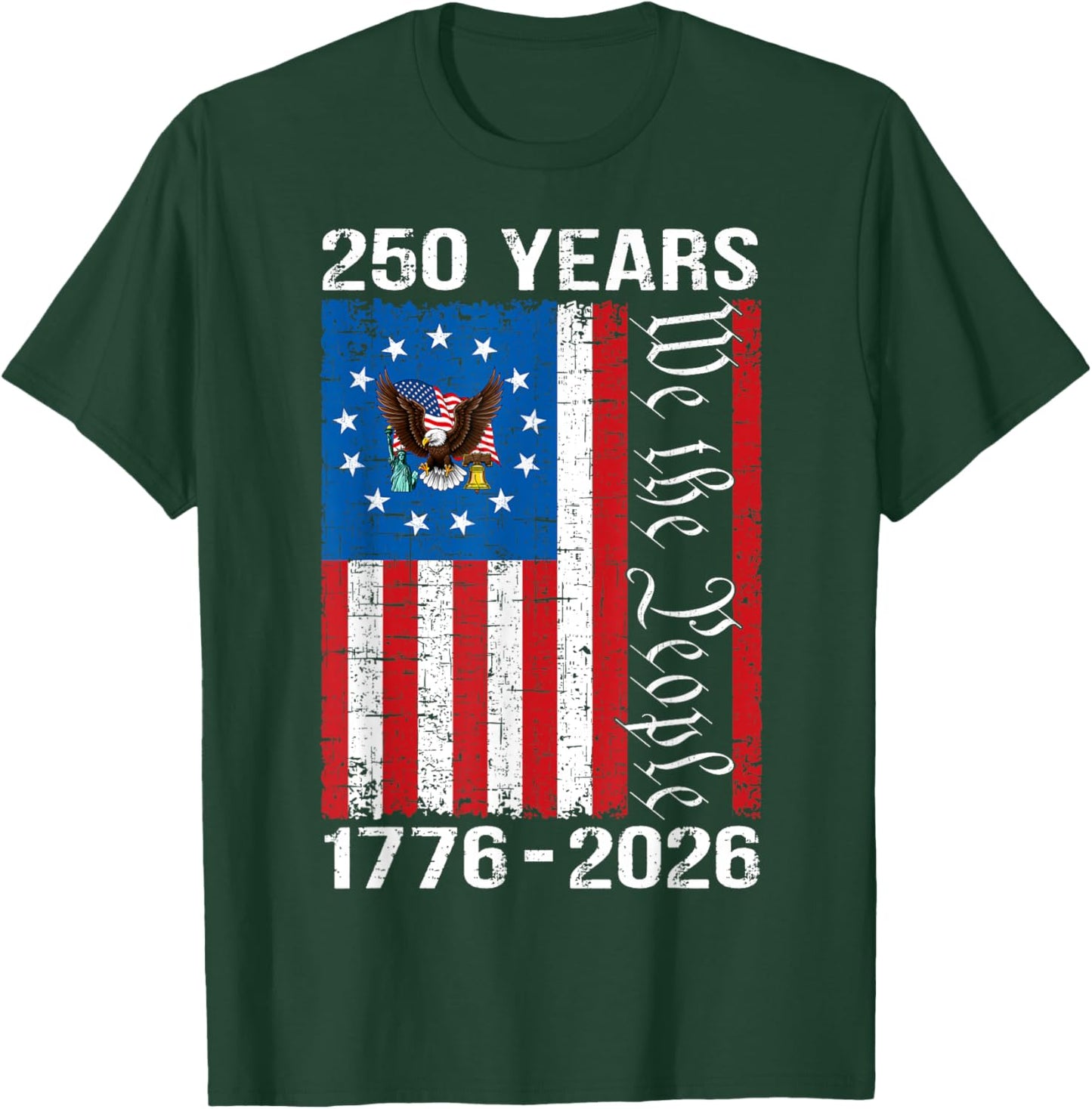 250 Years American 250th Anniversary USA US Flag 4th of July T-Shirt - T-Shirt | Forest
