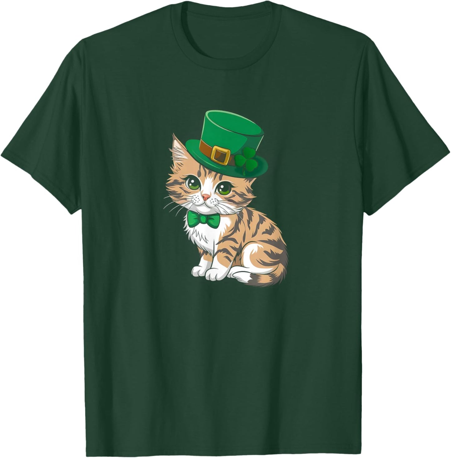 Cute Cat St Patricks Day Lucky Shamrock Saint Pattys Day T-Shirt - T-Shirt | Forest