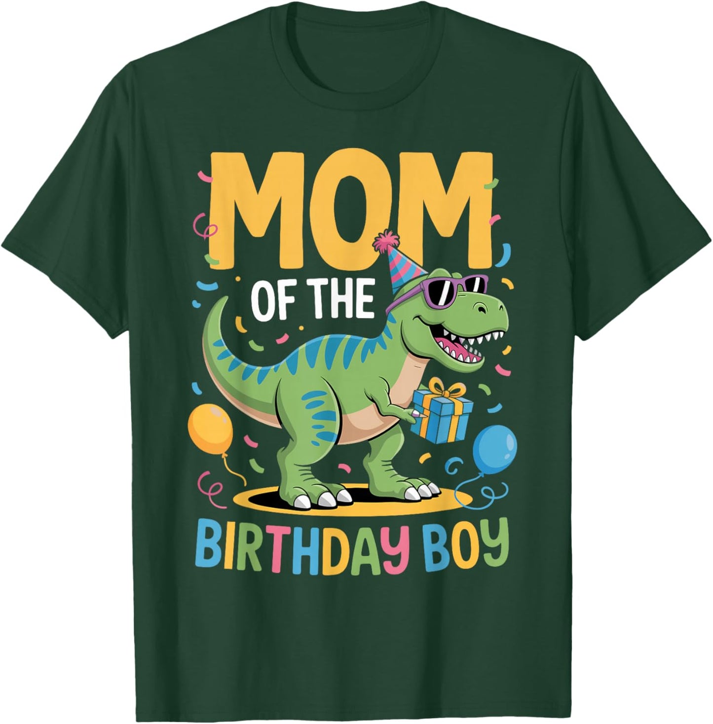 Mom of The Birthday Party Outfit Dinosaur Squad Mommy T-Shirt - T-Shirt | Forest