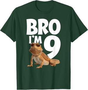 9th Reptile Birthday Nine Year Old Bearded Dragon Birthday T-Shirt - T-Shirt | Forest
