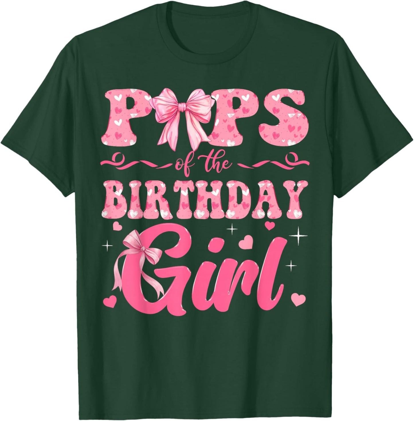 Pops of The Birthday Girl Family Pink Coquette Bow T-Shirt - T-Shirt | Forest