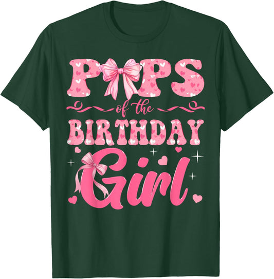 Pops of The Birthday Girl Family Pink Coquette Bow T-Shirt - T-Shirt | Forest