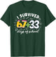 I Survived 67 33 Day of School Funny 6 7 Teacher Student T-Shirt - T-Shirt | Forest