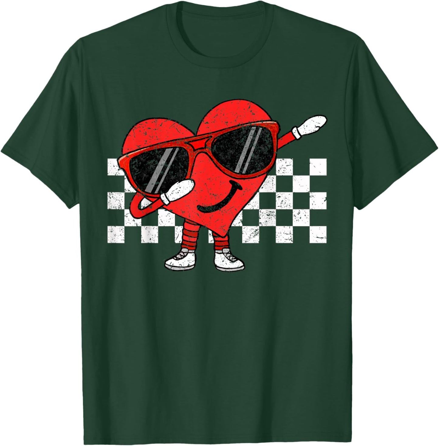 Funny Dabbing Retro Valentines Heart Dab Boys Kids Teens T-Shirt - T-Shirt | Forest