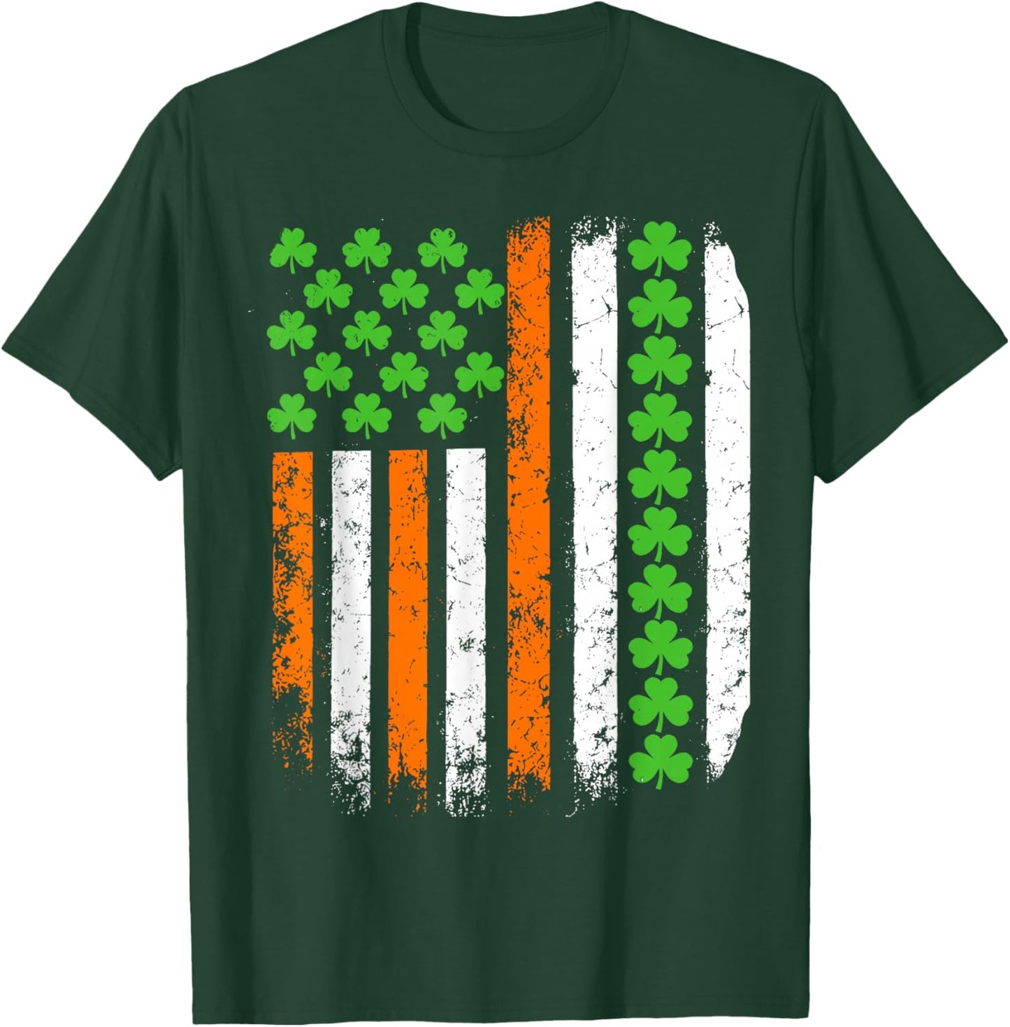 US American Flag with Shamrocks for St Patricks Day T-Shirt - T-Shirt | Forest