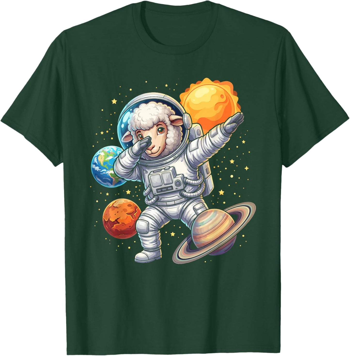 Sheep Astronaut Dabbing Funny Space Animal for Kids T-Shirt - T-Shirt | Forest