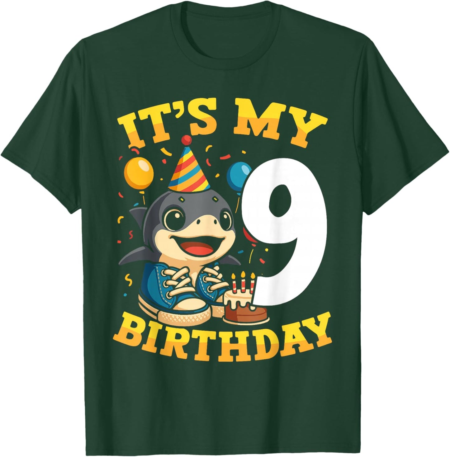Italian Brainrot It's My Birthday 9 Age 9th Kids Boys Girls T-Shirt - T-Shirt | Forest