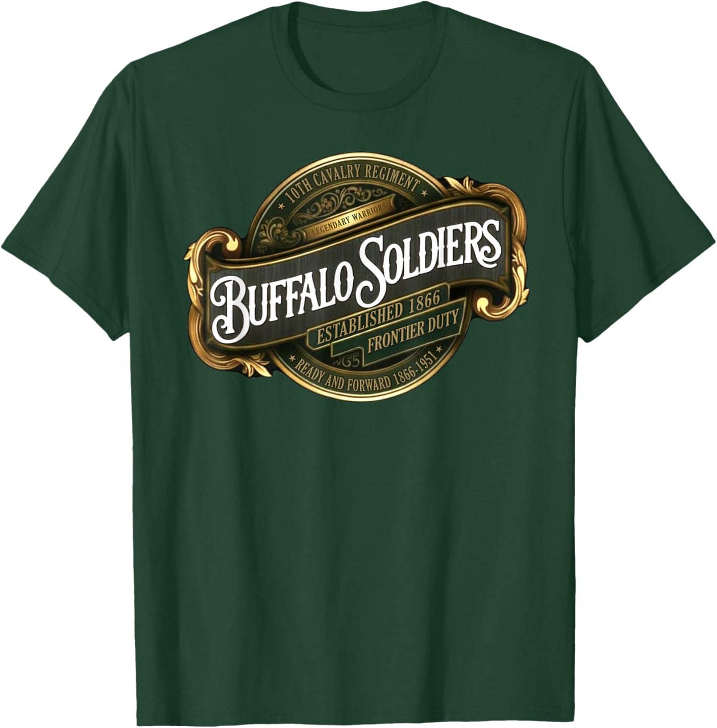 Buffalo Soldiers 10th Cavalry Regiment Ready and Forward T-Shirt - T-Shirt | Forest