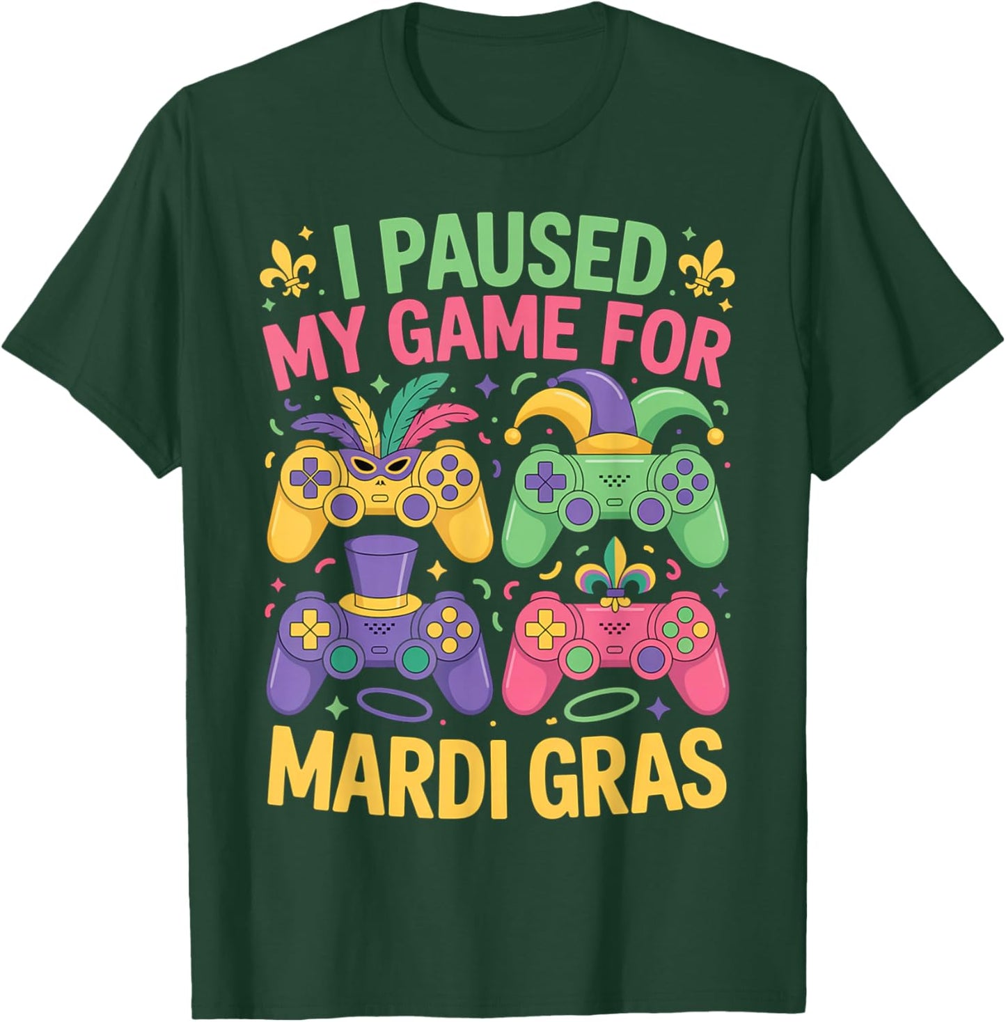 Boys Mardi Gras Gamer Paused My Game Video Games NOLA Trip T-Shirt - T-Shirt | Forest