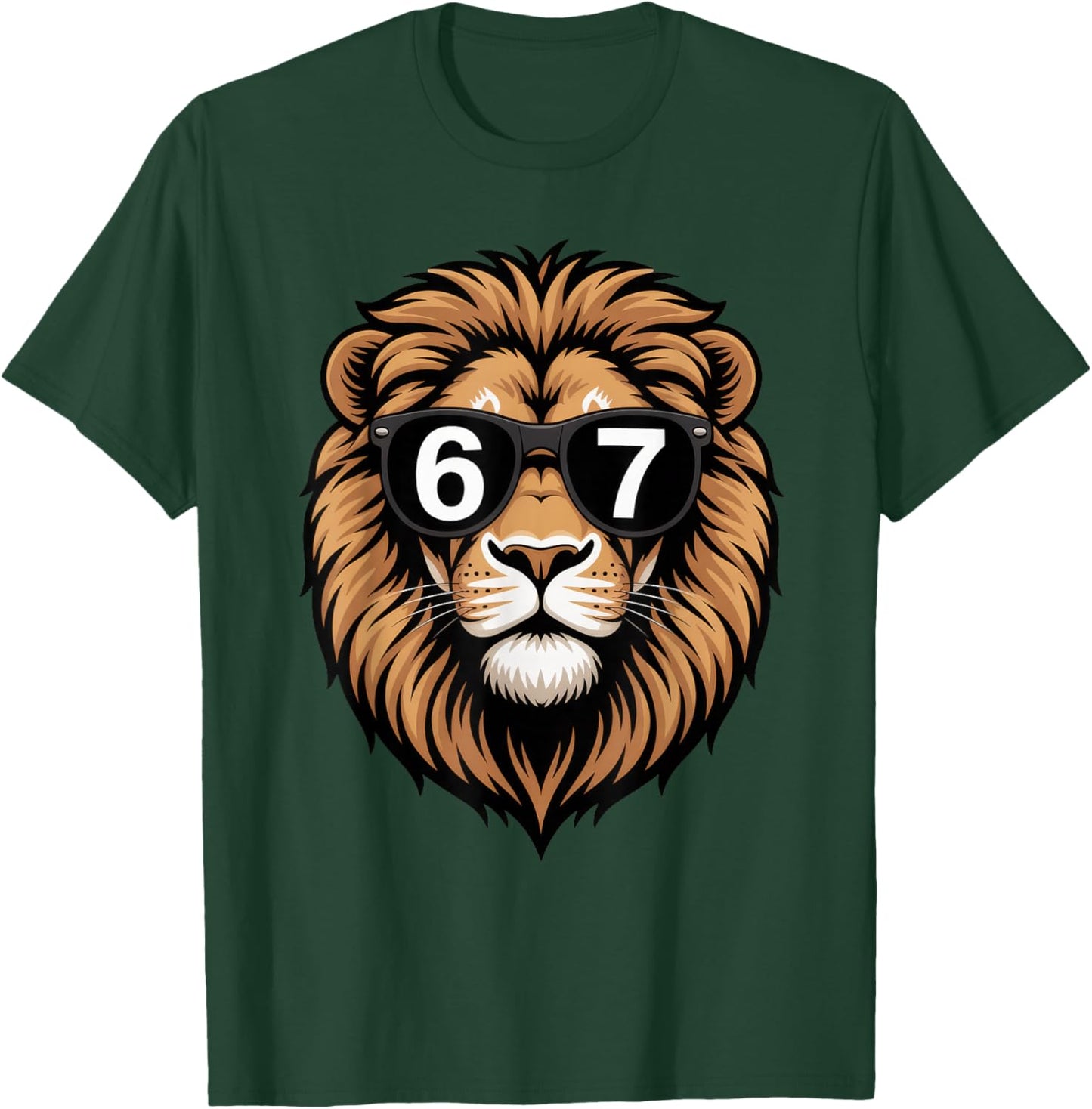 Funny Lion Sunglasses 67 Six Seven Meme T-Shirt - T-Shirt | Forest