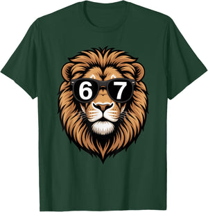 Funny Lion Sunglasses 67 Six Seven Meme T-Shirt - T-Shirt | Forest