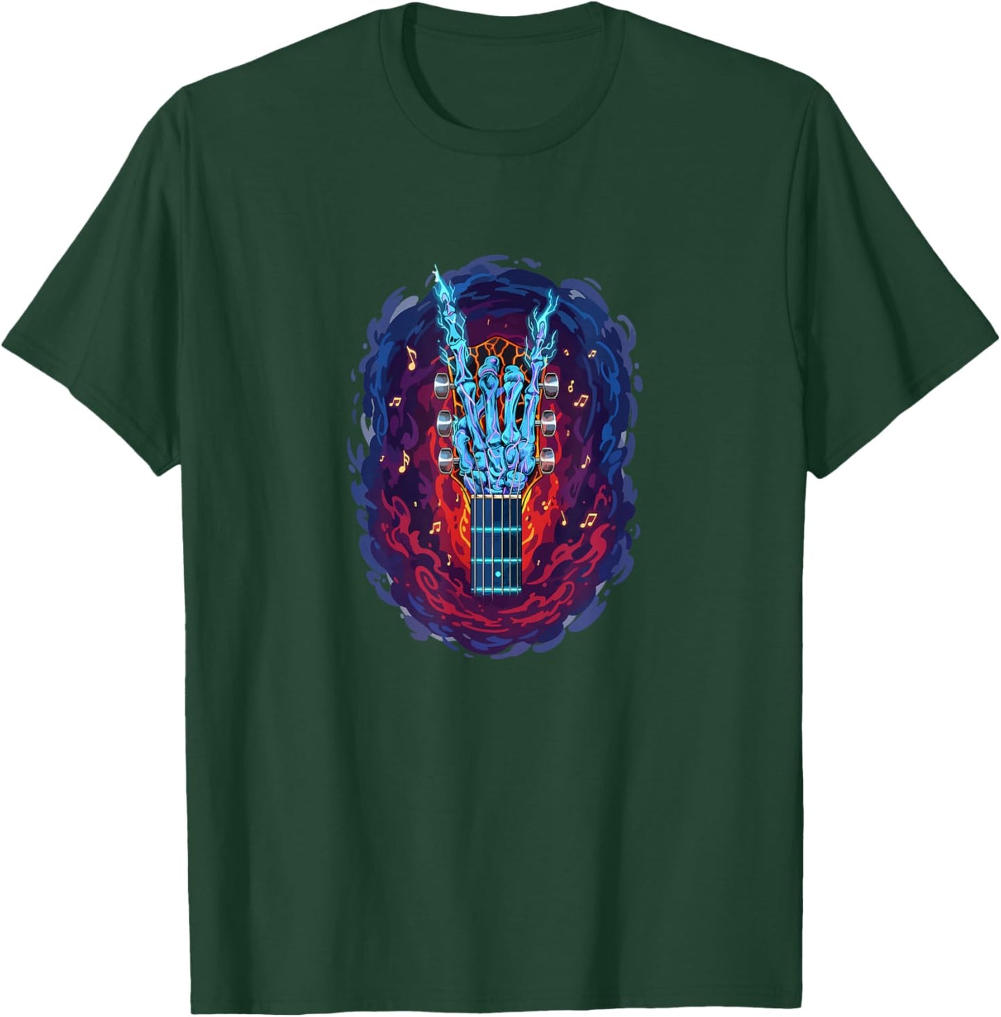 Rock On Skeleton Hand Guitar Gifts Men Rock Band T-Shirt - T-Shirt | Forest
