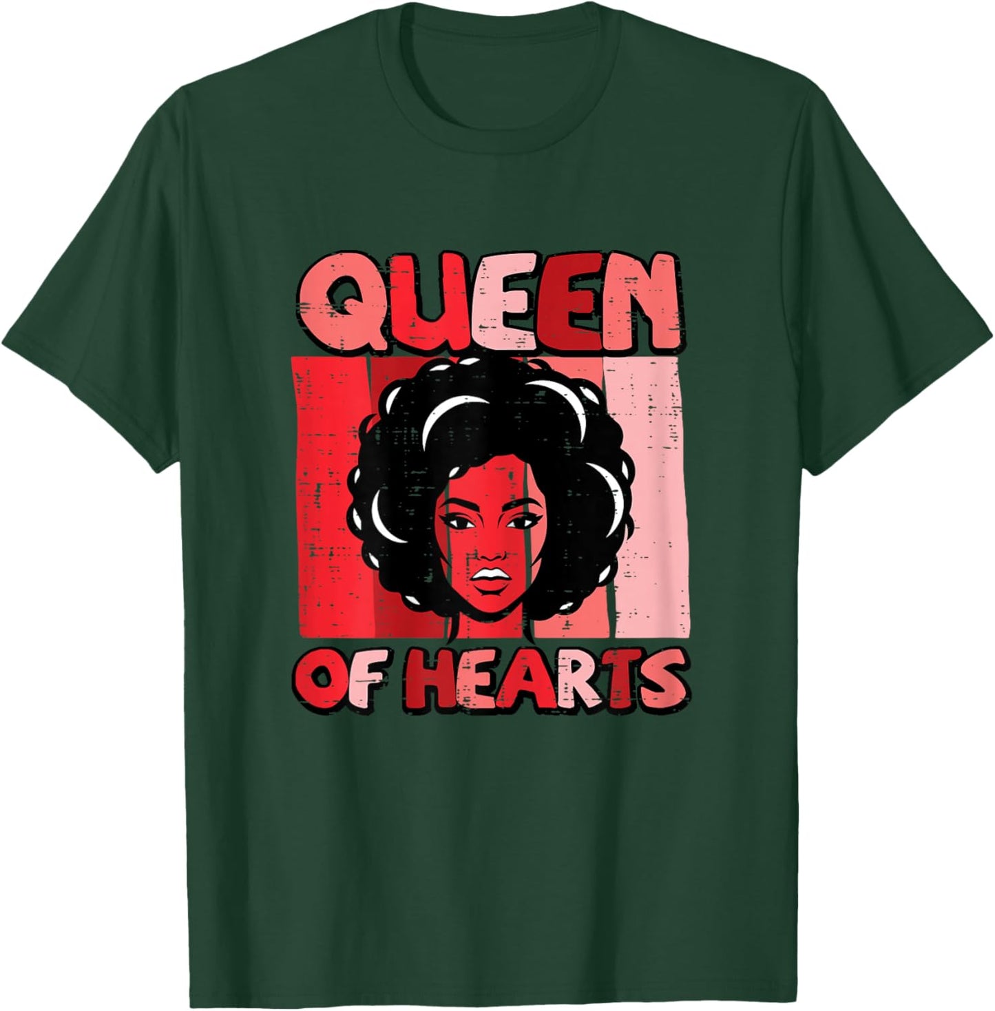 Valentines Day African Woman Queen of Hearts Retro Women T-Shirt - T-Shirt | Forest