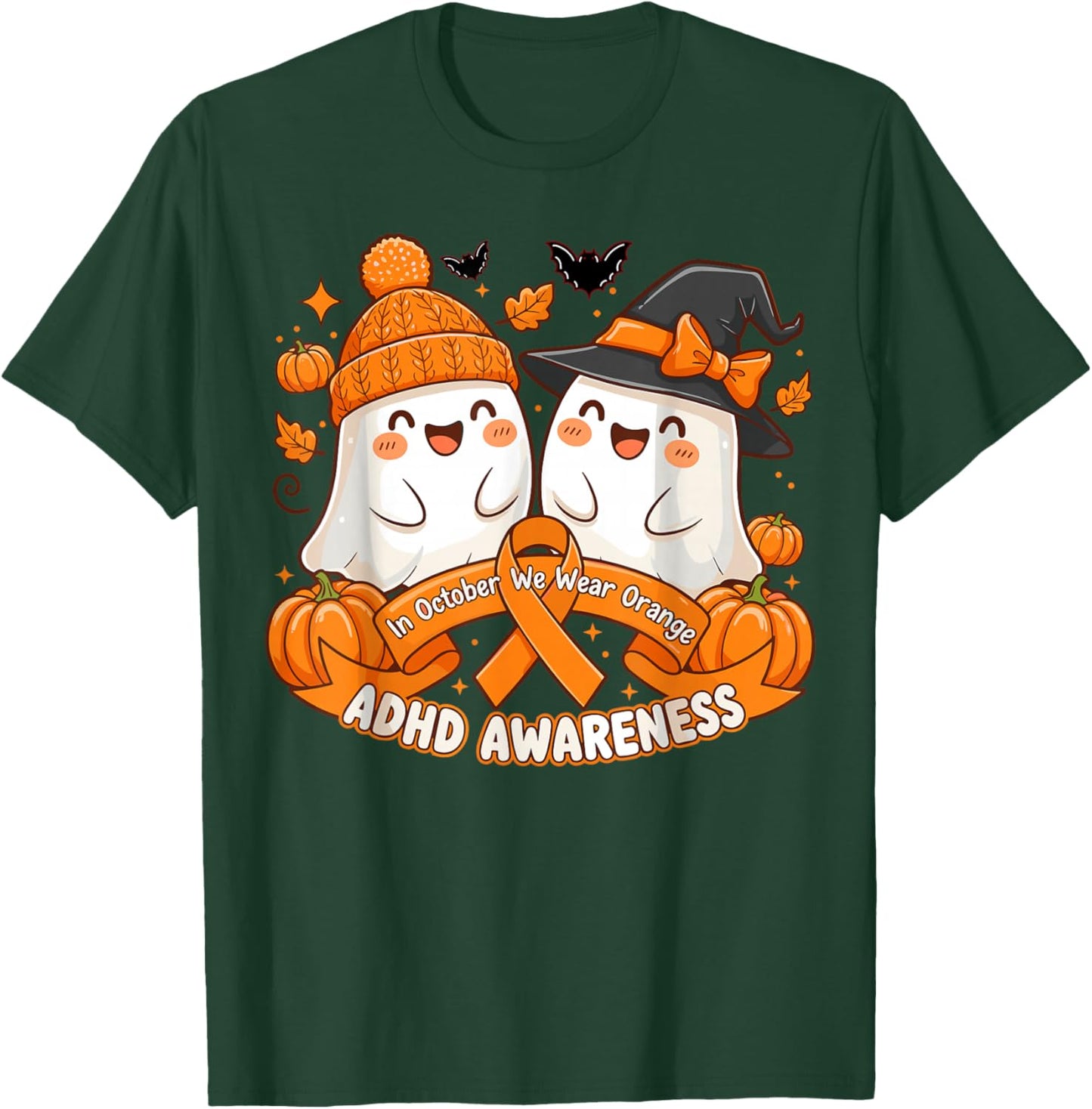in October We Wear Orange ADHD Awareness Month T-Shirt - T-Shirt | Forest