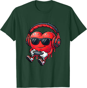 Valentine's Day Red Heart Vday Gamer for Boys Kids Teen T-Shirt - T-Shirt | Forest