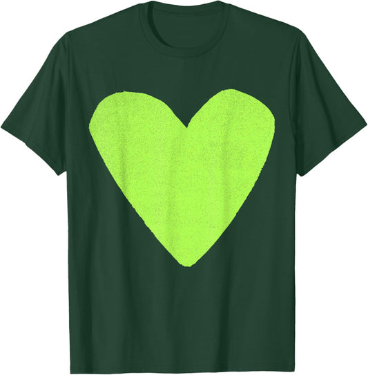 Boho Tops Valentines Day Cute Girls Lime Green Heart T-Shirt - T-Shirt | Forest