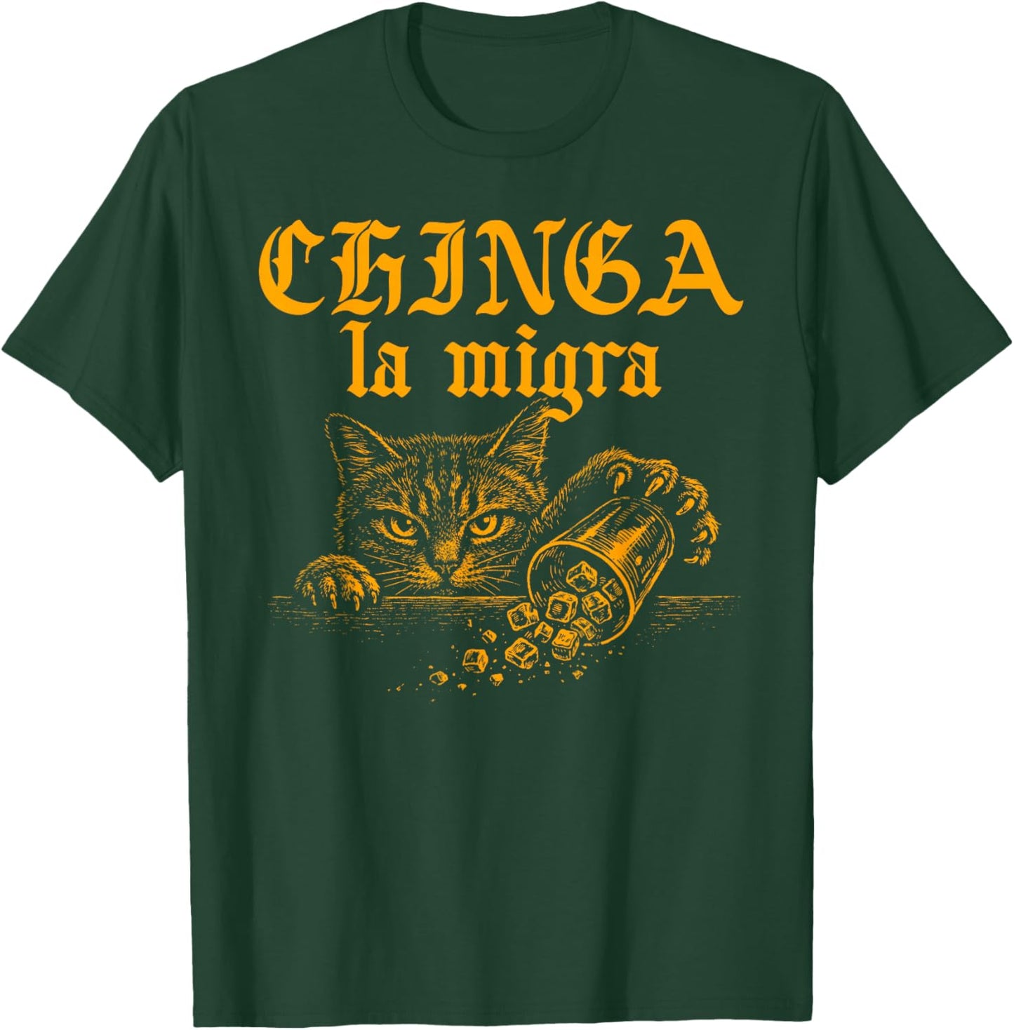Chinga La Migra Retro Cat Funny Protest Meme Cat Lover T-Shirt - T-Shirt | Forest