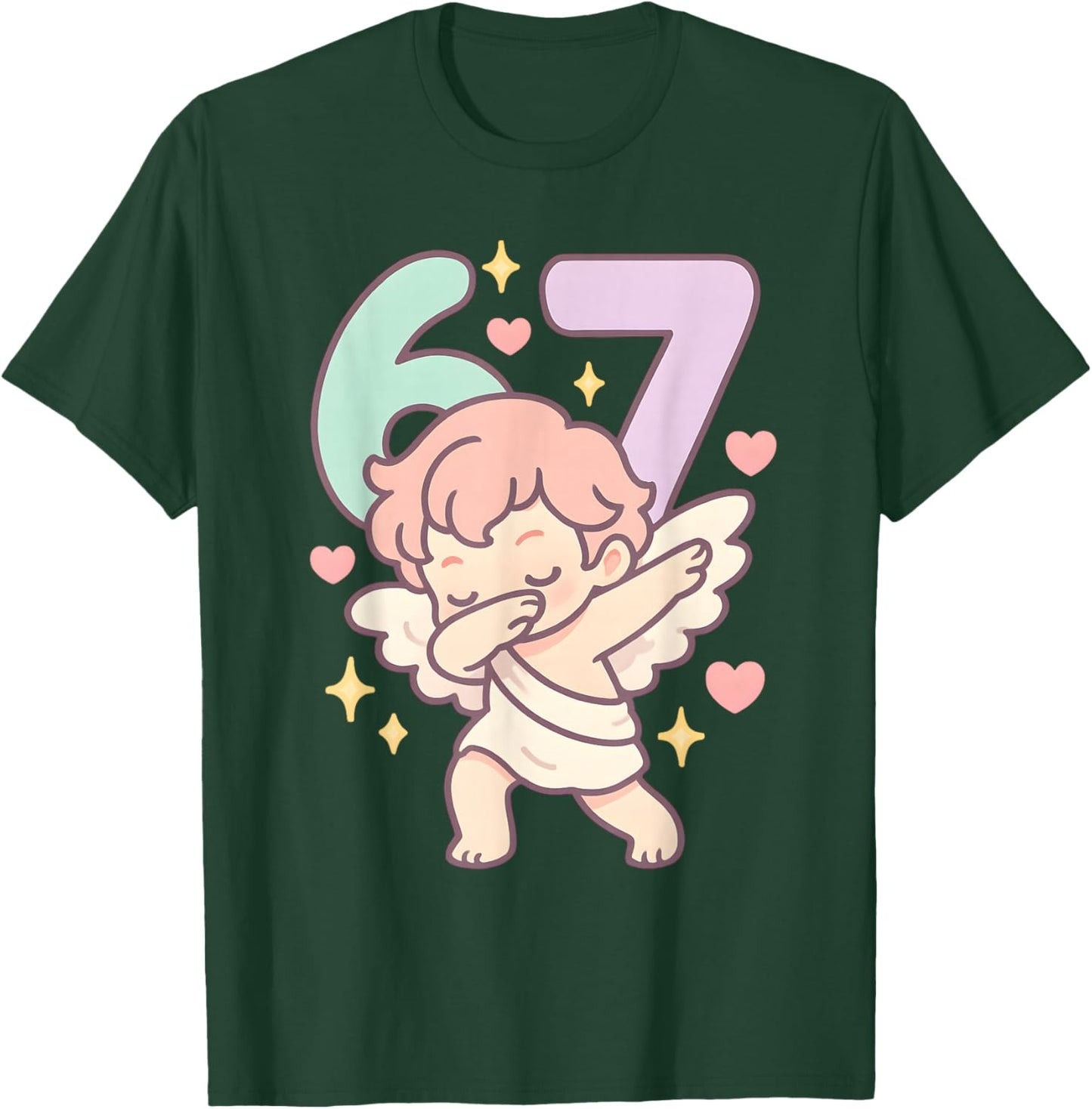 Valentines Day Dabbing 67 Pastel Chibi Cupid Funny Dancing T-Shirt - T-Shirt | Forest