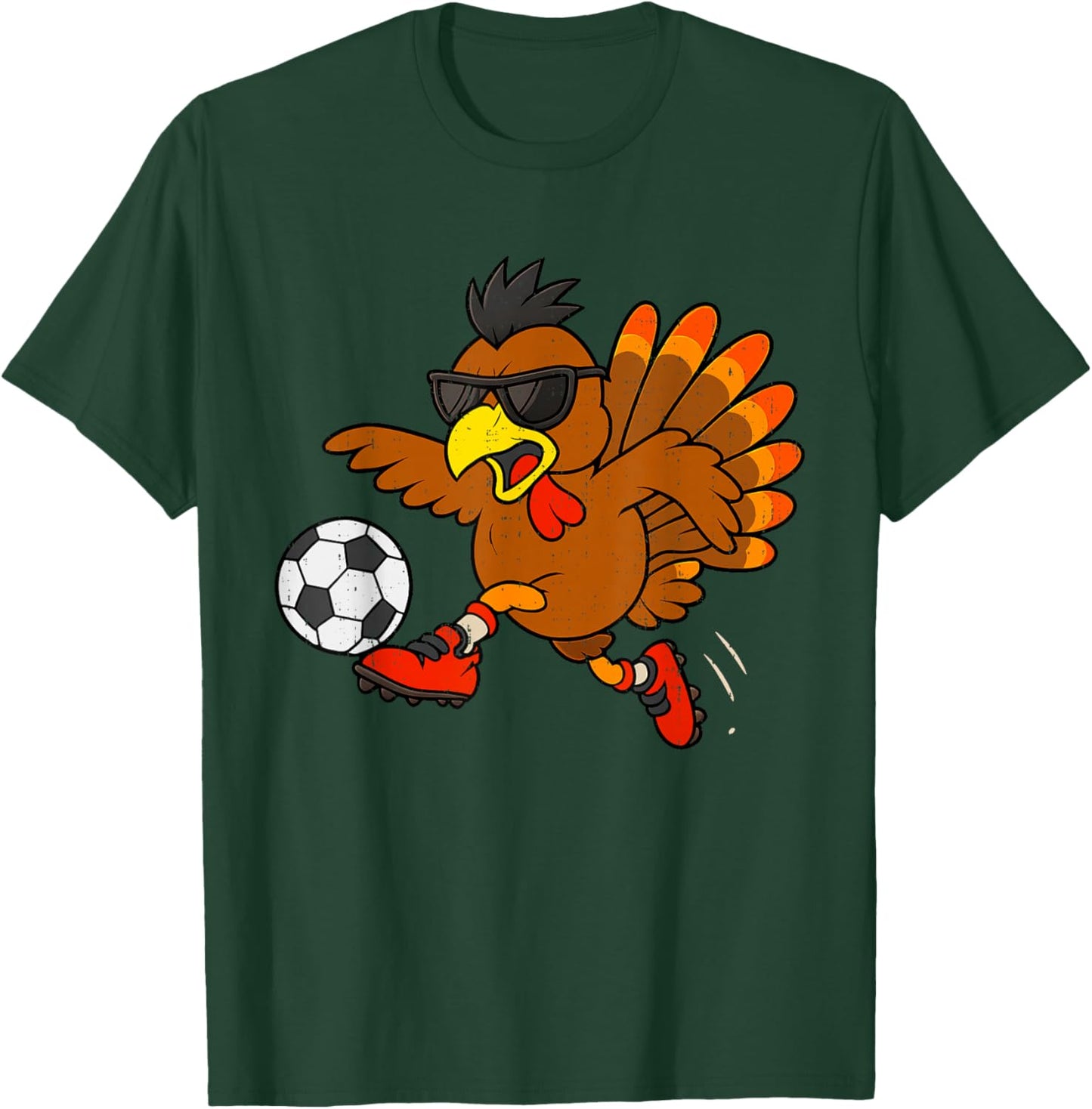 Funny Turkey Soccer Thanksgiving Sports Humor Men Boy Kids T-Shirt - T-Shirt | Forest