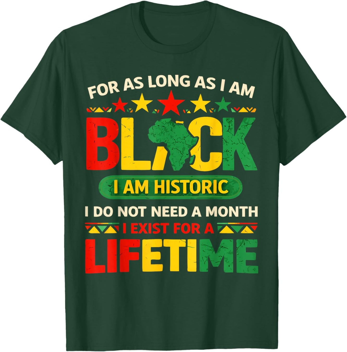 Black History Month for as Long as I am Black I am Historic T-Shirt - T-Shirt | Forest