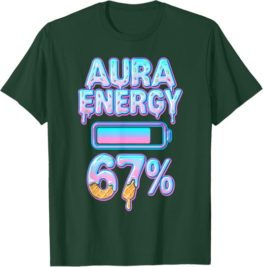 Aura Energy 67 Meme Ice Cream Drip 6 7 Funny Six Seven Teens T-Shirt - T-Shirt | Forest