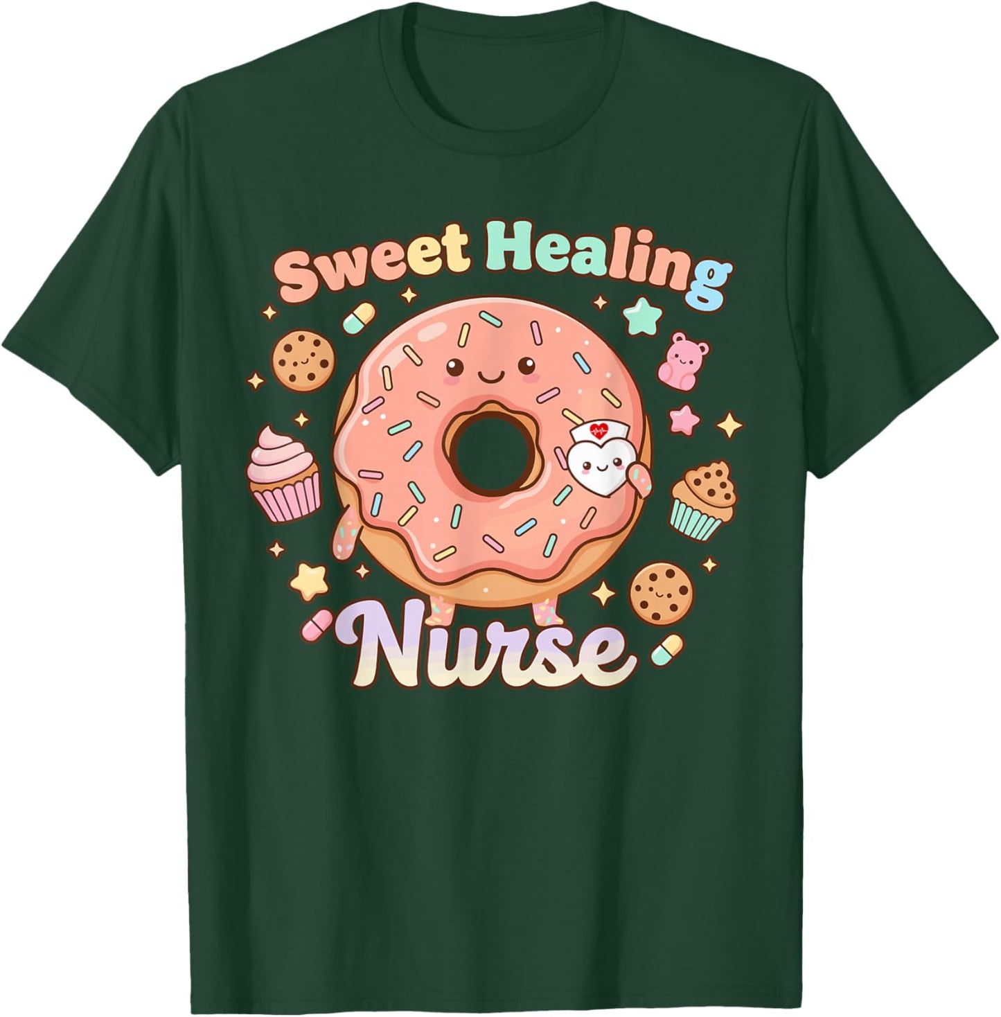 Nurse Life Cute Sweet Healing RN Caring Positive Saying T-Shirt - T-Shirt | Forest