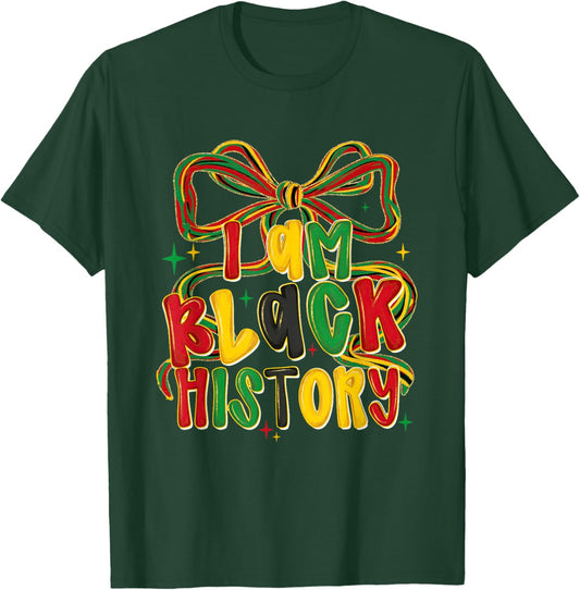 I-Am Black History Coquette Bow Melanin African American T-Shirt - T-Shirt | Forest