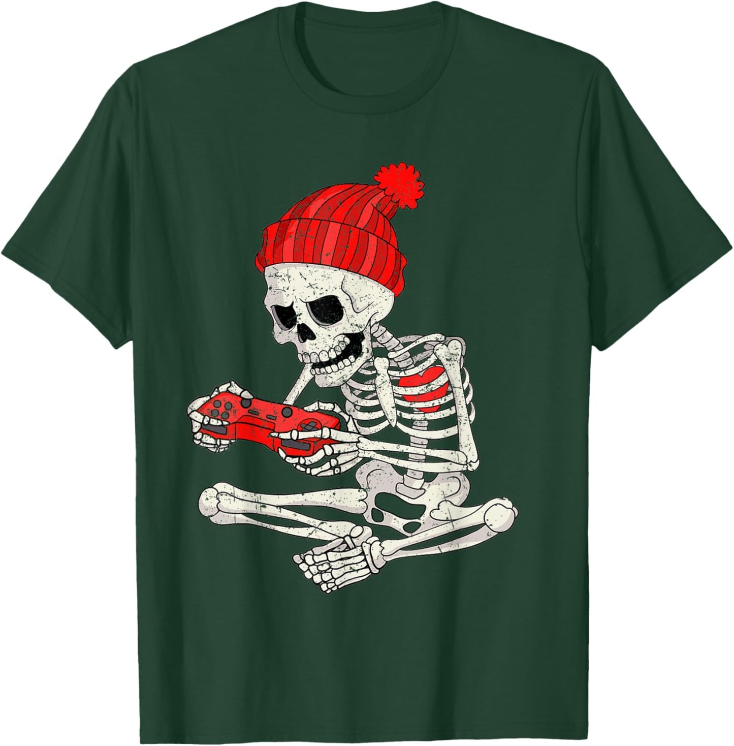 Funny Boys Valentines Skeleton Gamer Video Games Gaming T-Shirt - T-Shirt | Forest