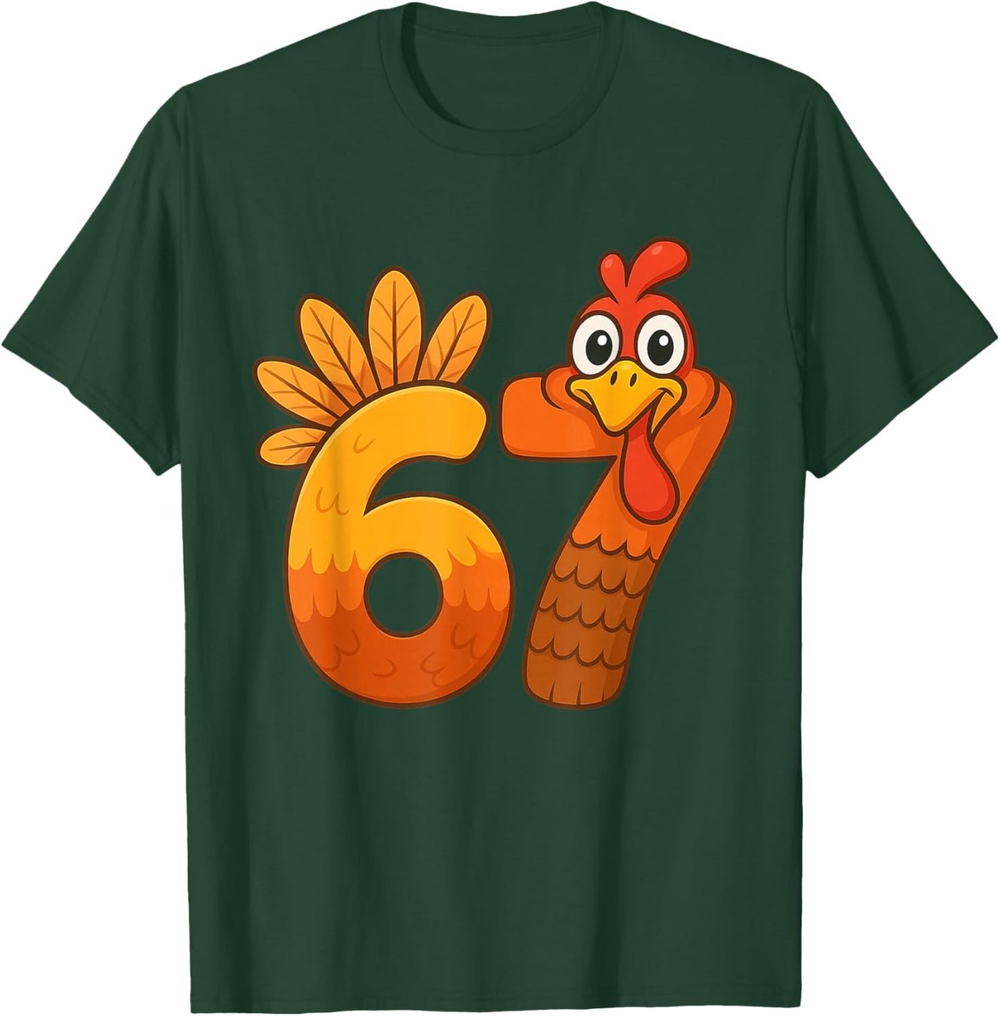 Funny Six Seven 6 7 Meme Thanksgiving Kids Boys Girls Turkey T-Shirt - T-Shirt | Forest