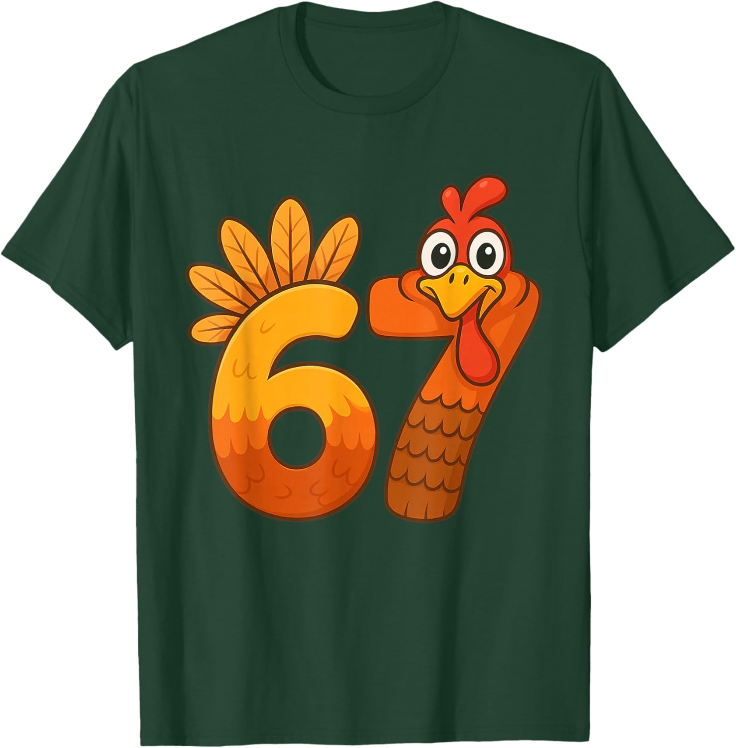 Funny Six Seven 6 7 Meme Thanksgiving Kids Boys Girls Turkey T-Shirt - T-Shirt | Forest
