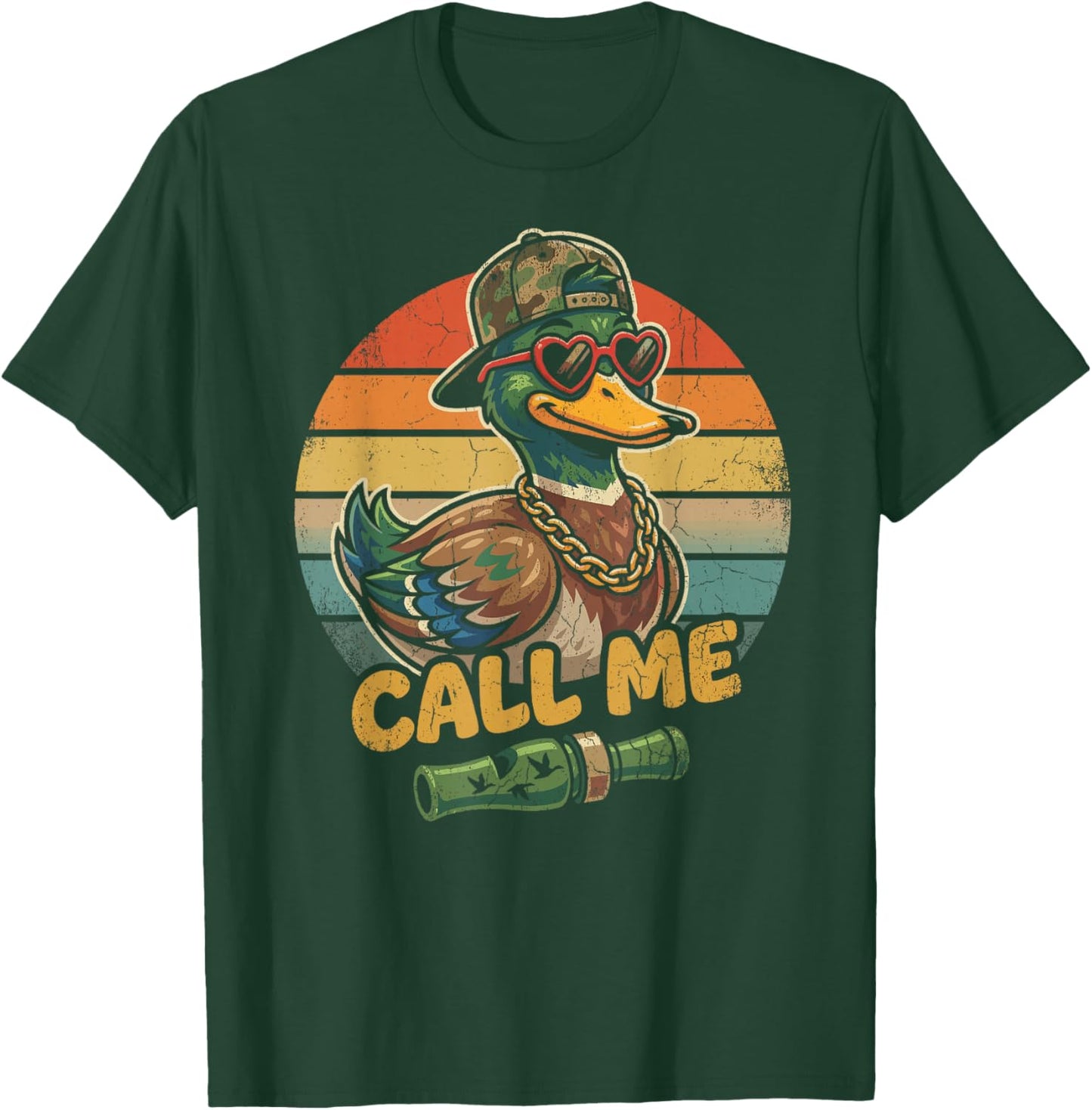 Call Me Duck Hunting Retro Valentine's Day Men Women T-Shirt - T-Shirt | Forest