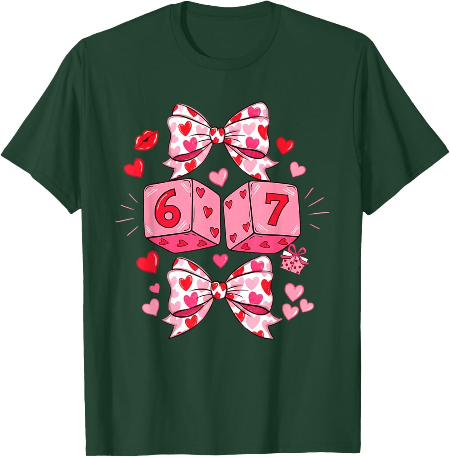 Preppy 67 Valentine Six Seven Dice 6 7 Men Women Kids T-Shirt - T-Shirt | Forest