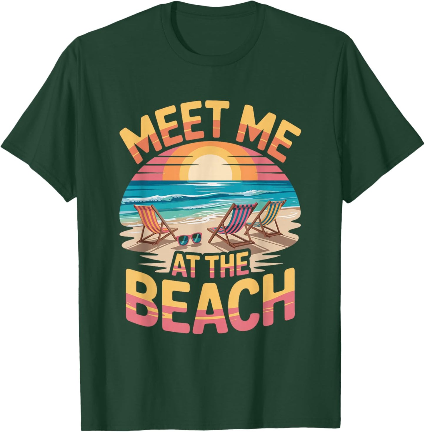 Vintage Palm Trees Retro Ocean Meet Me at Beach Summer T-Shirt - T-Shirt | Forest