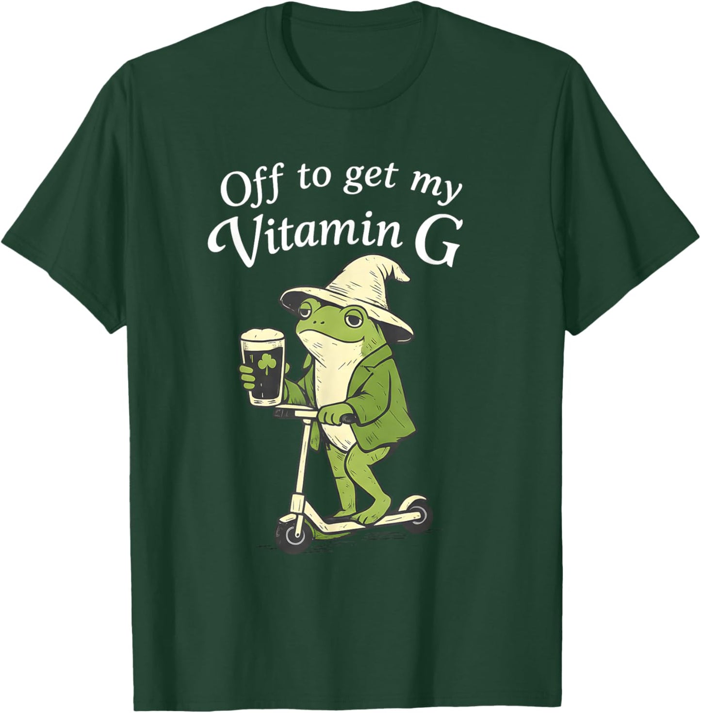Off to Get My Vitamin G Funny St Patricks Day Frog Irish T-Shirt - T-Shirt | Forest
