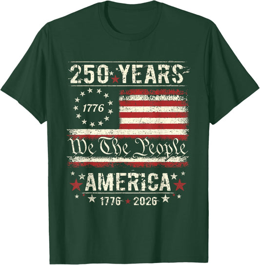 250th American Anniversary Independence 250 Years of Freedom T-Shirt - T-Shirt | Forest