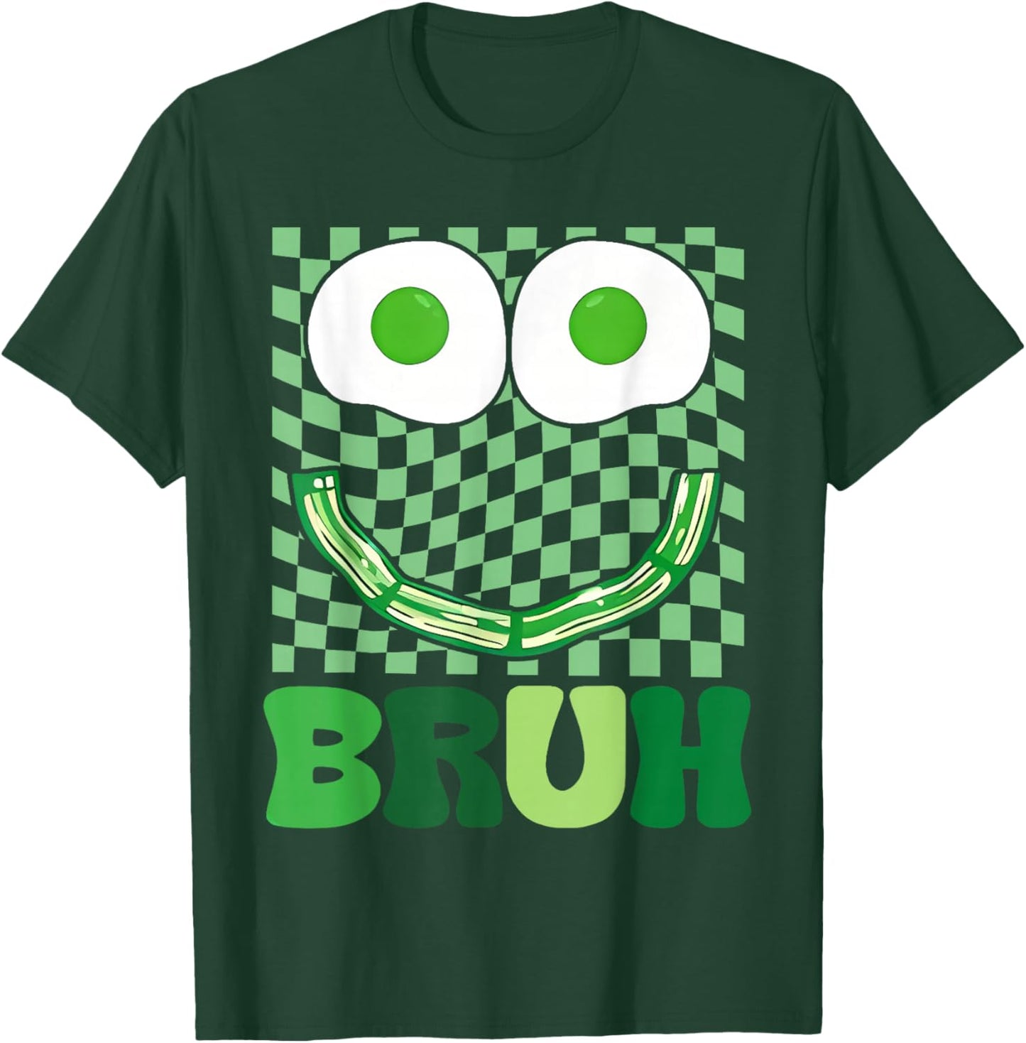 Bruh Green Face Eggs and Bacon Ham Breakfast St Patrick's T-Shirt - T-Shirt | Forest